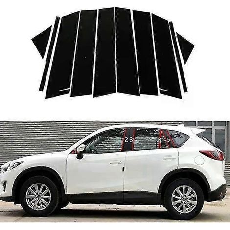 10 Stück passende Fensterrahmen-Türverkleidungen in glänzendem Klavierlack-Schwarz für Mazda CX-5 (2013–2015) – Zubehör für Außenteile – JXLGV (1/5)