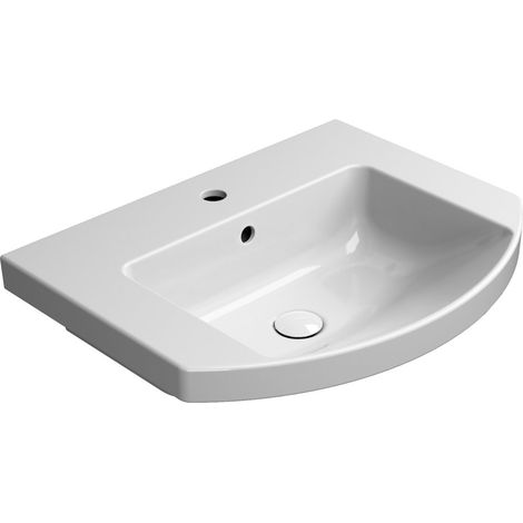 Lavabo en céramique NORM courbé 60x49cm, blanc ExtraGlaze (1/4)