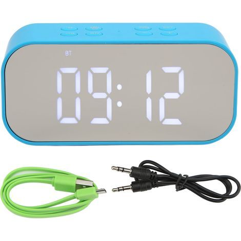 Intelligenter elektronischer Spiegelwecker mit zwei 45-mm-Lautsprechern und Geräuschunterdrückung, blauer digitaler Dualalarm (1/5)