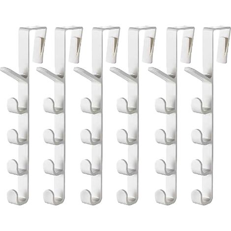 Lot de 6 Crochets Porte Sans Perçage Plastique Antirayures pour Portes et Placards, Support Mural Multifonction Robuste (1/5)