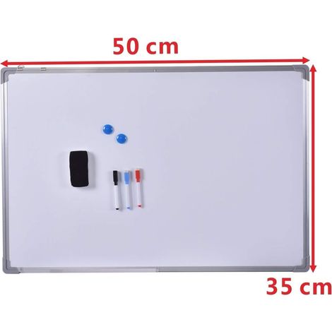 COSTWAY Tablero de Pizarra Blanca Recordatorio Magnético Placa Notas con Marco de Aluminio 5035CM (1/5)