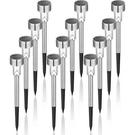 Lot de 12 bornes solaires à LED lampes de jardin à planter (1/4)