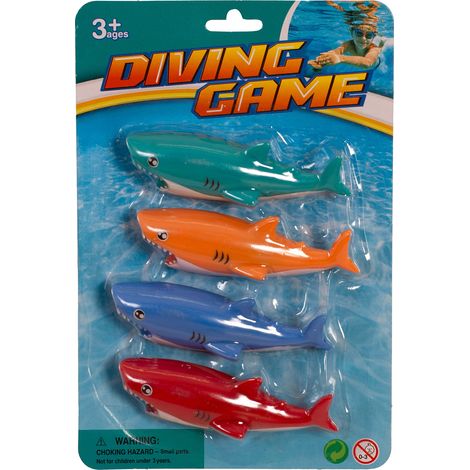 JUEGO DE 4 TIBURONES COLORES