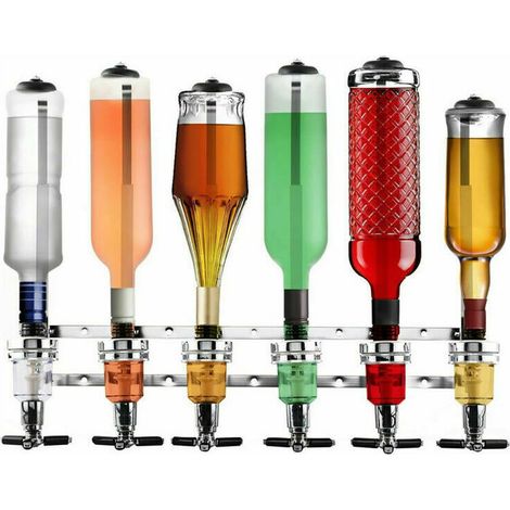 Porte-Bouteille Mural de 6 Bouteilles Ensemble de Bar à Domicile pour Distributeur de Boissons Alcoolisées., (1/5)