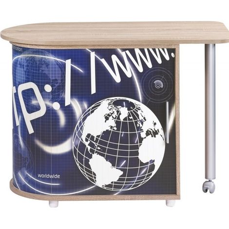 Bureau avec plateau pivotant et rangement bois clair imprimé Http Kool 105cm (1/4)