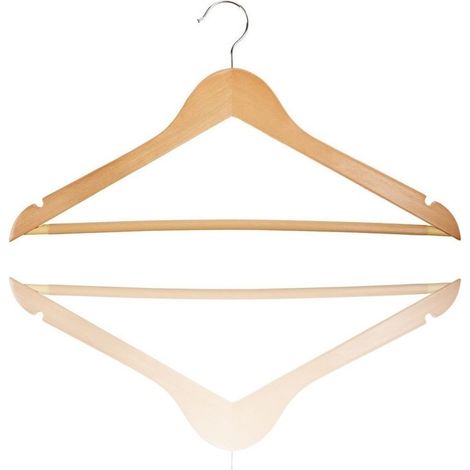 TrAdE Shop Traesio - Gruccia Grucce 3 Pezzi Filo Legno Cc6351 Appendi Abiti 44x16cm Vestiti Appendini -
