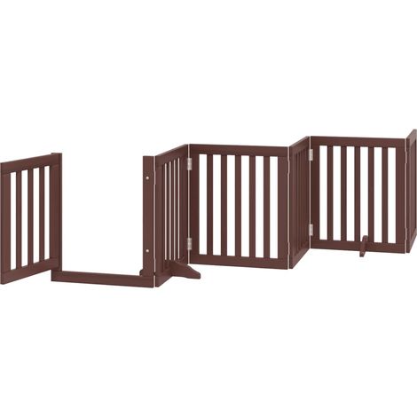 Cancelletto di sicurezza per cani con 6 pannelli in legno di pioppo marrone 020023316