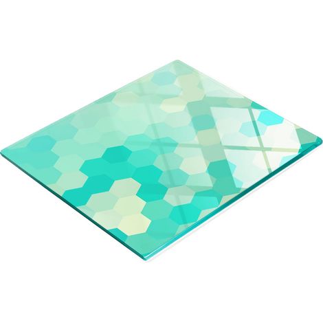 Tablero de vidrio elegante y resistente con estampado de formas geom茅tricas, 60x52 cm.