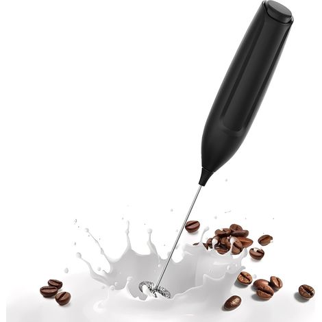 Mousseur à Lait électrique, Fouet en Acier Inoxydable, Portable Mini Mixeur pour Cafés, Expressos, Lattés, Chocolat Chaud (1/5)
