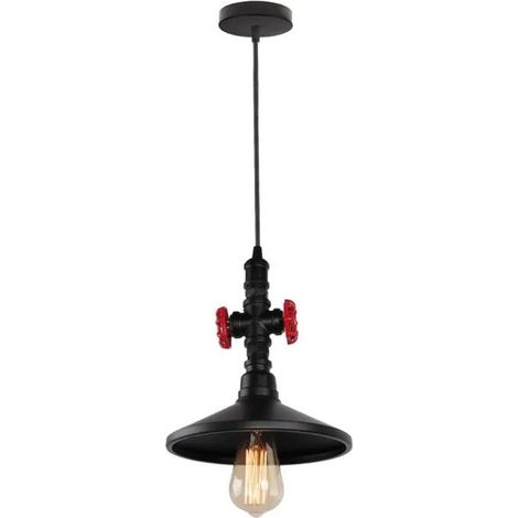 Rétro Lustre Suspension Industrielle en Métal Noir Lampe Luminaire en Robinet Style Vintage pour Salon Chambre Cafe Bar (1/4)