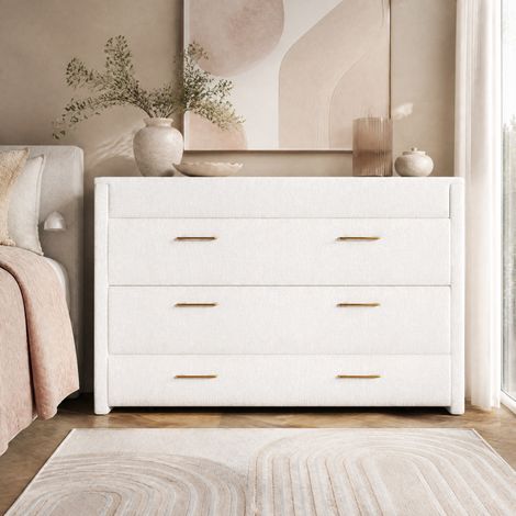 Lit coffre 140x200 avec tiroir USB/C, lin beige HAVRYA (1/5)