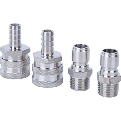Lot de 4 adaptateurs de connexion rapide en acier inoxydable à filetage mâle G1/2" pour le brassage de bière maison (1/5)