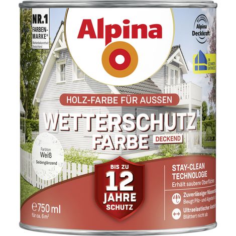 Alpina Wetterschutzfarbe deckend 0,75 L weiß Holzschutzfarbe