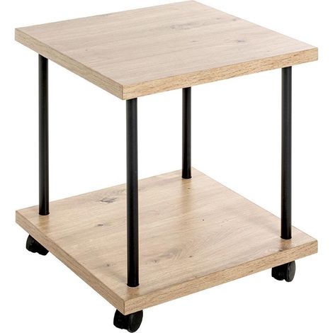 Table d'Appoint à Roulettes "Ilona" 45cm Naturel & Noir (1/2)