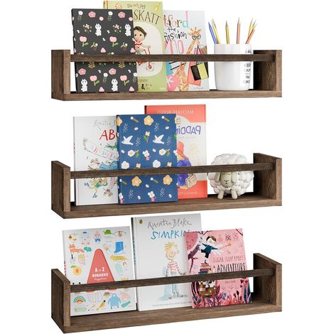 3-teiliges Wandregal aus Holz im Vintage-Stil 42,5 x 12 x 10 cm – Wandmontage – Für Innenräume – Halterung für Dekorationen und Bücher – einfache Montage