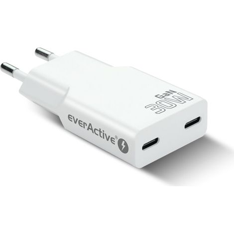 Chargeur mural GaN everActive SC-385Q 2x USB-C PD 30W (1/4)