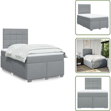 Sommier à lattes de lit avec matelas Gris clair 120x200cm Tissu - Sommier À Lattes De Lit - Sommiers À Lattes De Lit - Lit - Meuble De Chambre À Coucher (1/5)