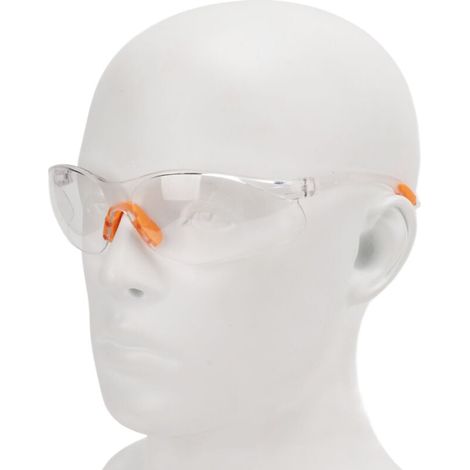 Gafas de seguridad transparentes : gafas protectoras con lentes de plástico, puente nasal y patillas de goma para mayor comodidad. Gafas de protección EPI transparentes. (1/5)