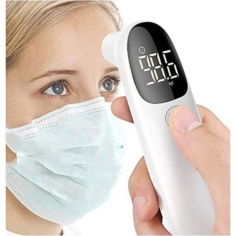 Termómetro infrarrojo médico para frente y oído, sin contacto, para adultos, niños y bebés, con pantalla LCD, opción de sonido y función de memoria. (1/4)
