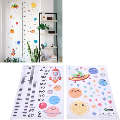 Decoración de pared autoadhesiva de PVC, pegatina de pared con motivo de astronauta para el dormitorio, dimensiones de altura (45 x 30 cm, 2 piezas) (1/5)