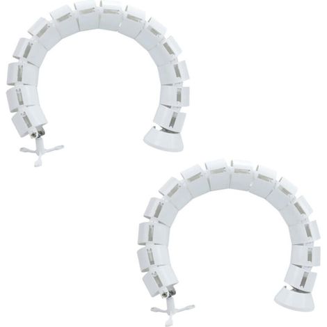 Kabelmanagement-Set, flexibler und verstellbarer Kabelorganizer für den Schreibtisch, weiß, 2 Stück (rund, 76 cm) (1/5)