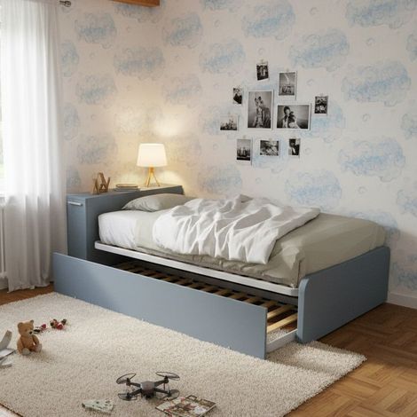 Letto una piazza e mezza 120x190 con contenitore e secondo letto estraibile - Avio