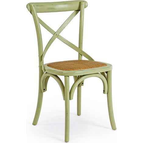 Sedia Legno Naturale Rustica da Interno - CROSS - Colore: Verde (1/5)