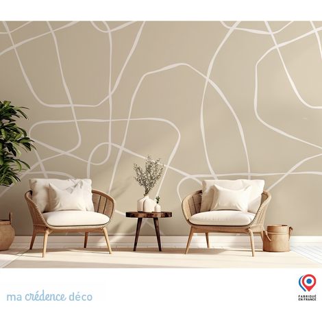 Papier peint : Fresque tropicale 3 - Intissé - L.200 x H.280 cm - Marron clair (1/3)