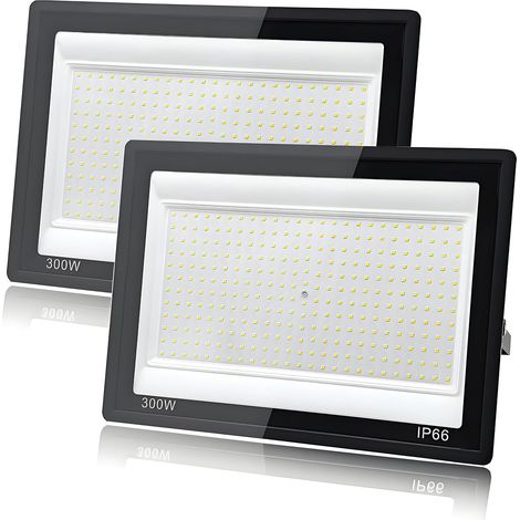 2 Pièces Projecteur LED Extérieur 300W, 1M Câble Blanc Froid 6500K Projecteur LED, Spot led Extérieur IP66 Étanche, pour Jardins, Terrasses, Cours, Balcons, Parcs, Garages, Usines, Carré (1/5)
