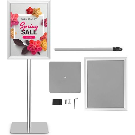 COSTWAY A3 Poster Stand Espositore da Pavimento Supporto Poster Menù per Pubblicità da Terra, Girevole a 360 Gradi, Regolabile in Altezza (Argento A3) (1/5)