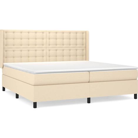 Maison Exclusive - Giroletto a Molle con Materasso Crema 200x200 cm in Tessuto (1/5)
