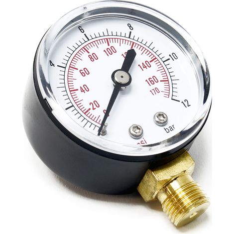 Display di pressione per manometro radiale DN8 (1/4") 12,9mm 0-12bar 0-170 PSI Diametro 50mm