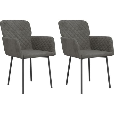 Lot de 2 Chaises à manger,Chaise de cuisine Gris foncé Velours CFW72848 (1/5)