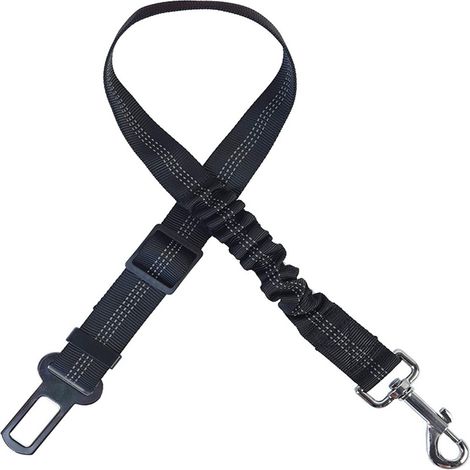 Lot de 3 ceintures de sécurité pour chien en voiture – Noires – Crochet blanc réfléchissant (1/5)