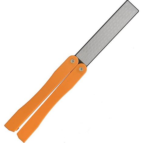 Affilacoltelli portatile a doppia faccia con grana 400/600. Pietra diamantata compatta per affilare utensili da cucina, giardino e per esterni (fine/grossolana). (1/4)