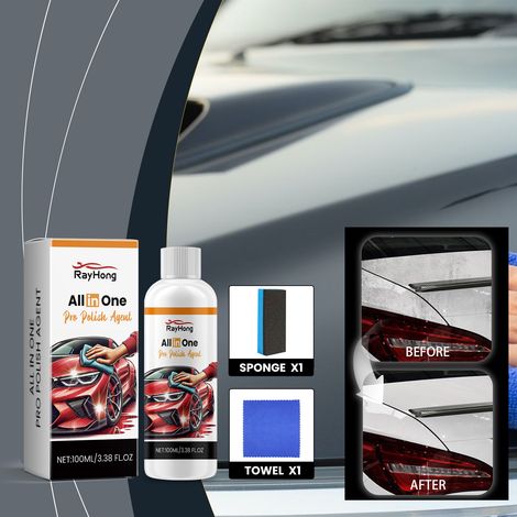 Car coating agent, paint waxing, stain prevention, brightening, car paint coating, water repellent agent -- 100ml + sponge + towel -- BIEMMEDUE (1/5)