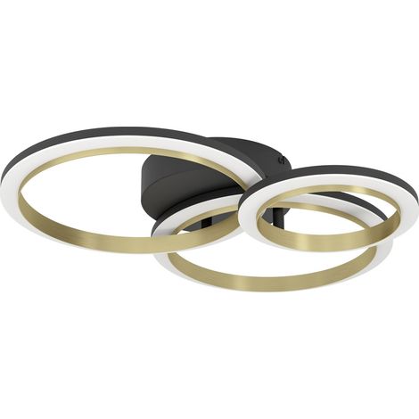 Lampe LED de plafond Calliera Rond - noir avec or - 901224