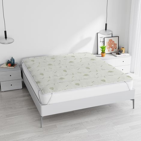 Topper Trapuntato Aloe Vera Correttore Materasso Anallergico Con Fasce Elastiche Salva Coprimaterasso Traspirante Protettivo Veloce Bianco - 2 Piazze