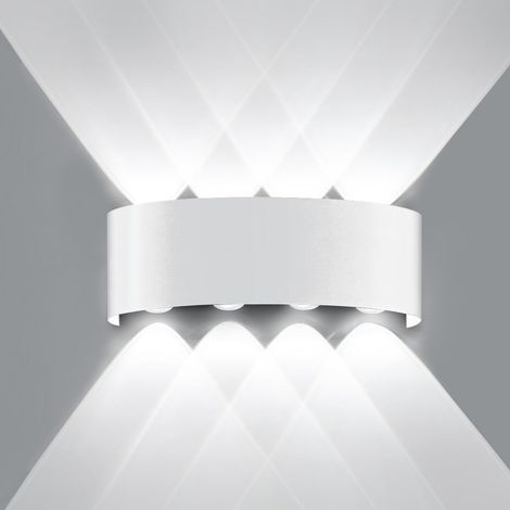 LED Applique Murale Intérieur, 8W 6000K Blanc Froid Lampe Murale, IP65 Etanche Extérieur Moderne Éclairage Mural, Aluminium Luminaire Murale pour Chambre Couloir Salon Escalier (1/5)