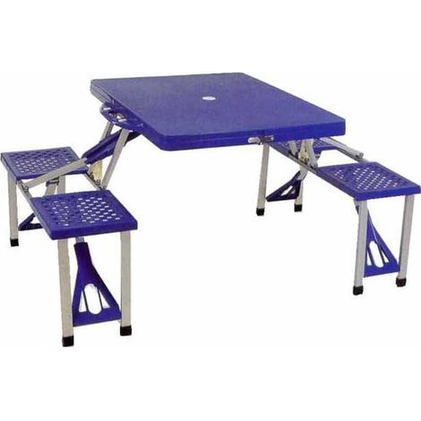 Vette 03983 Tavolo da Picnic Pieghevole con Panche Incorporate Struttura Alluminio Piano ABS 65x85 h 66 cm