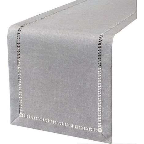 Chemin de table à manger ourlé à la main, napperons de commode, entrelacement de fil argenté (gris clair, 12 x (1/5)