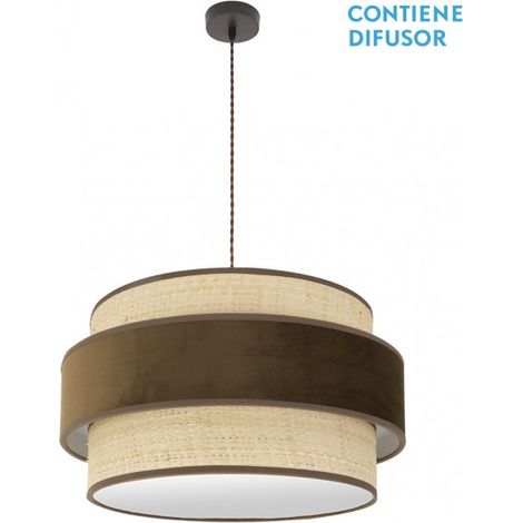 Colgante Reyes 3xe27 Marron/natural-marron Regx60x60 Cm