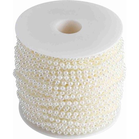 Jeffergarden Rouleau de 40 m de perles artificielles de 4 mm pour la décoration de rideaux, rideaux et autres ornements (beige) - Idéal pour mariages, festivals et fêtes. (1/5)