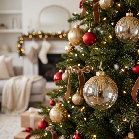 Palline per albero di Natale in vetro sparkle trasparente per decorazioni natalizie -4 sfere da 10 cm (1/3)