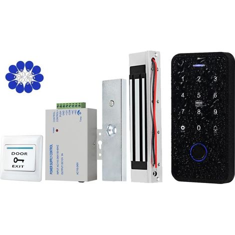 1 NFC-RFID-Biometrie-Tastatur-Set (13,56 MHz), wasserdicht (IP68), Magnetverschluss (180 kg) für Türen aus Metall, Holz und Glas (1/5)