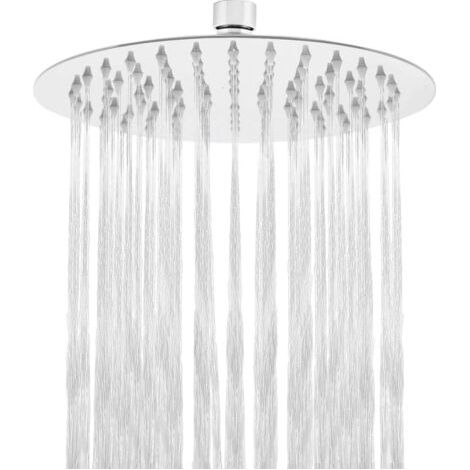 Tête de Douche Pluie en Acier Inoxydable Pomme de Douche avec Buses Anti-calcaire de 8 pouces/20cm Finition Chrome Poli (Miroir), Format Rond. (1/5)