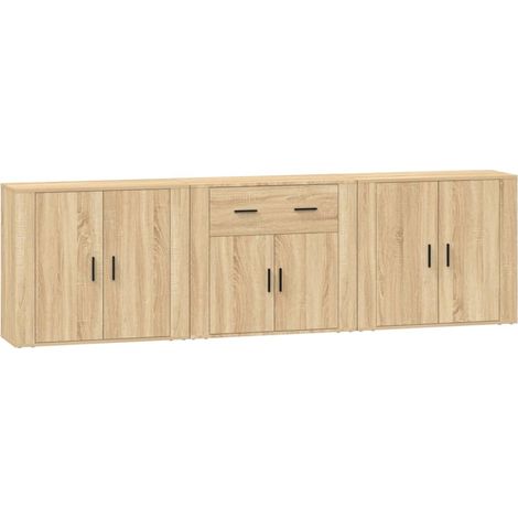 Credenza buffet cassettiera mobile contenitore organizer cucina soggiorno soggiorni 3 pz sonoma MDF marrone 020037100