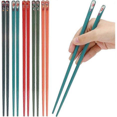 Ensemble de baguettes en fibre de verre, réutilisables et compatibles lave-vaisselle, 5 paires de 5 couleurs, résistantes à la chaleur et sans BPA, forme hexagonale antidérapante. (1/4)