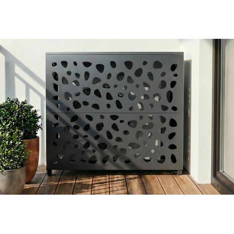 Cache clim & pompe à chaleur ANETO SUNNY aluminium gris - taille L (1/5)