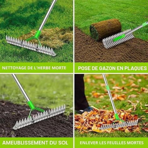 Manual Lawn Scarifier with Handle 65 mm, Rake Aerator for Cleaning Dead Lawns and Garden Repair (1/5)